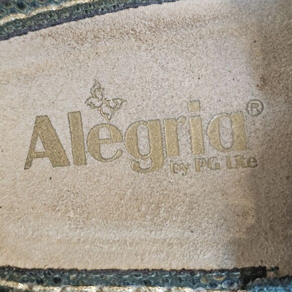 alegria carina green thong snake print leather sandals womens size 38 - Picture 4 of 8